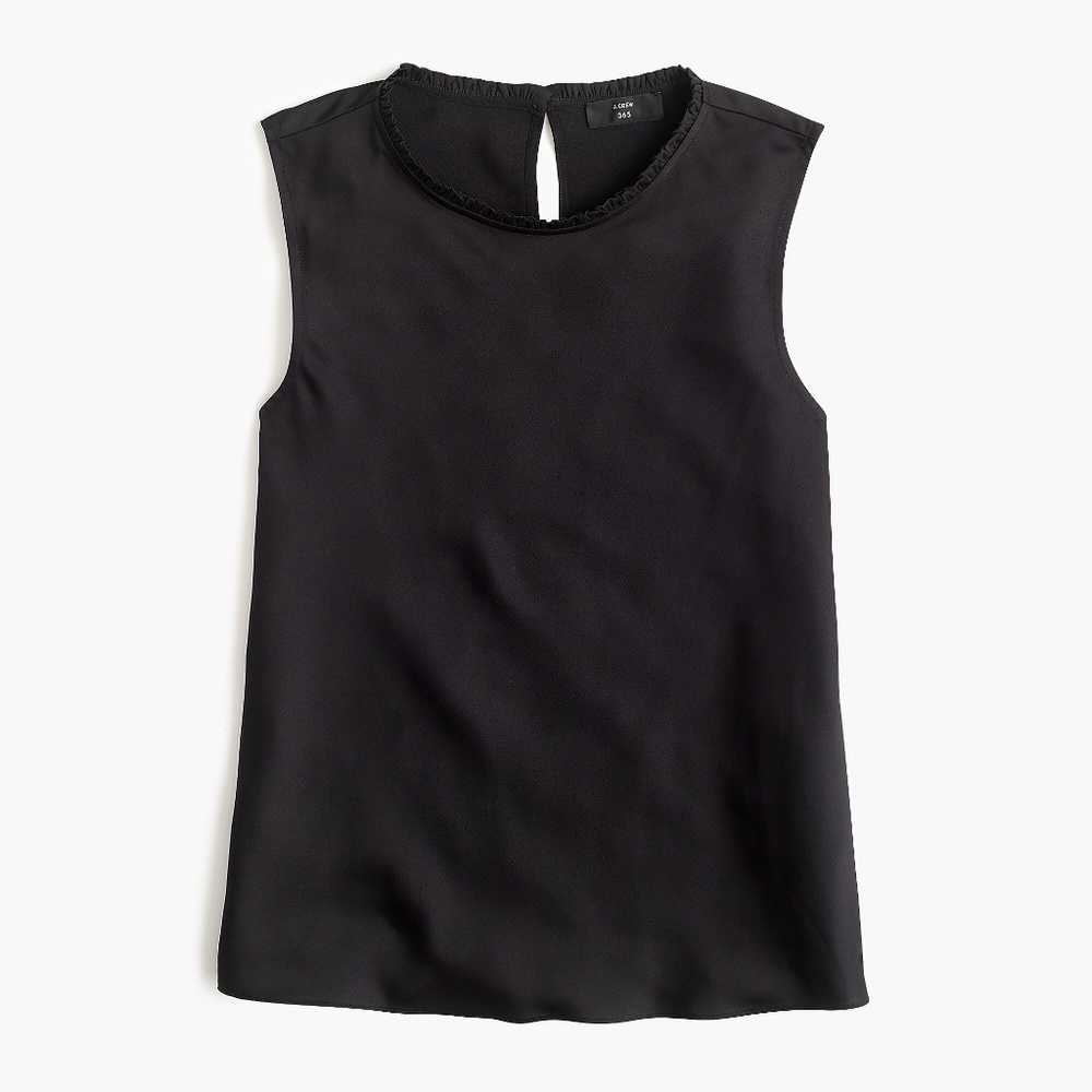 J.Crew Ruffle-neck Shell in Satin-crepe